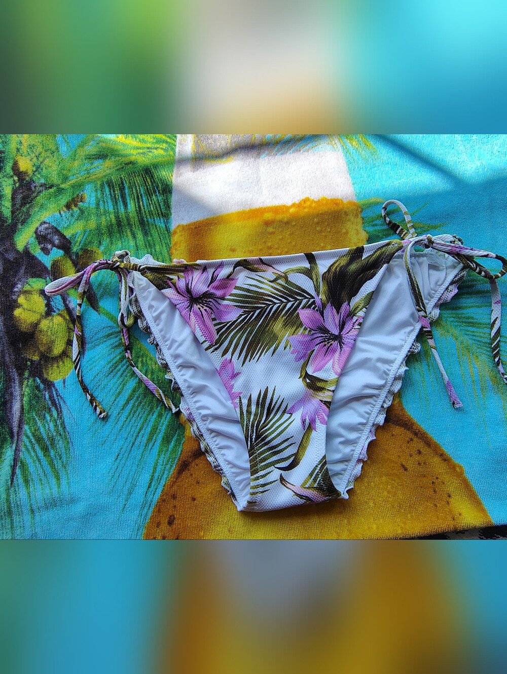 Shade & Shore Textured Floral Print Side-Tie Bikini Bottoms